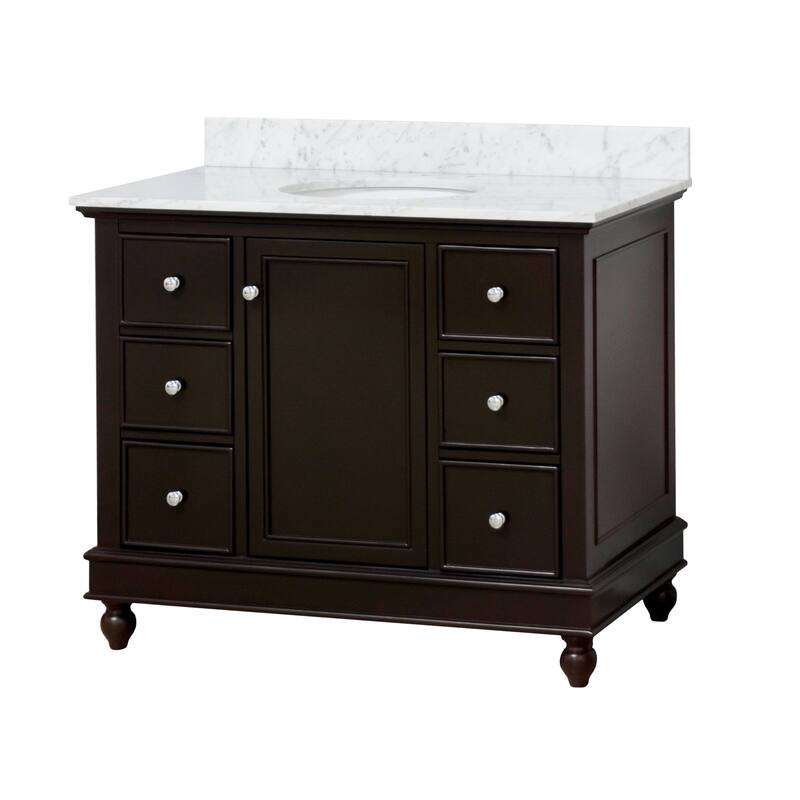 KitchenBathCollection Bella 42" Bathroom Vanity with Carrara Marble Top