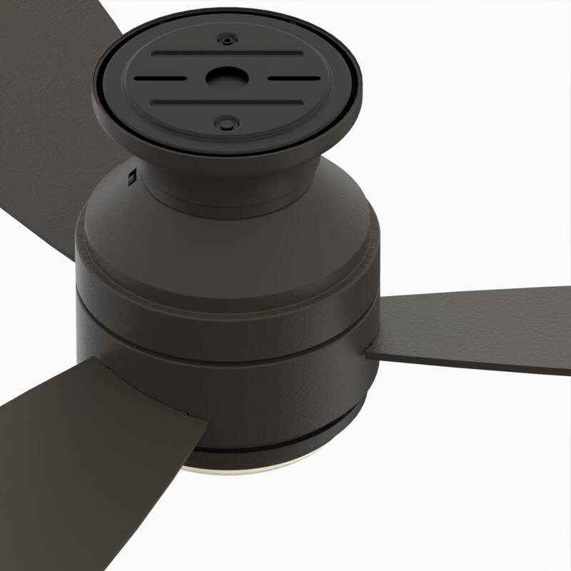 Fanimation Studio Collection Level 44 inch Matte Greige Flush Mount Ceiling Fan with LED Light and Wall Control
