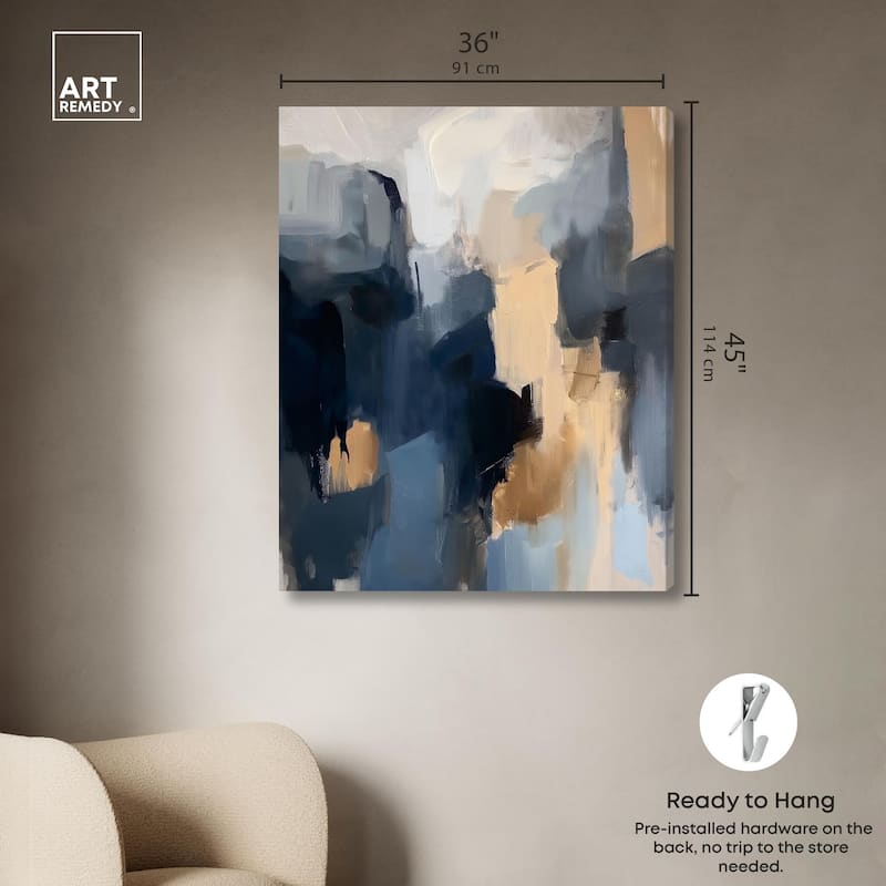 Navy Beige II Canvas by Art Remedy, Gallery Wrapped