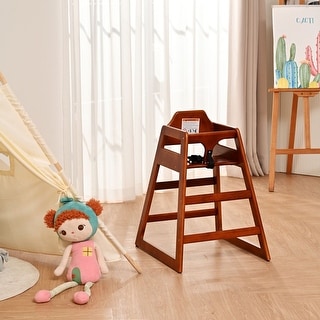 Wooden Double Solid Wood Feeding, Eat & Grow Portable High, Easy to Clean Baby Booster Chair in Walnut Finish