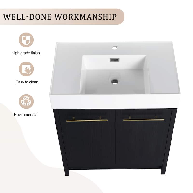 Bathroom Vanity With Sink In 24/30/36 Inch, Freestanding Bathroom Vanity With Soft Close Door and Adjustable Shelf