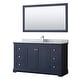preview thumbnail 25 of 25, Avery 60-inch Single Vanity, Marble Top, Square Sink, 58-inch Mirror Dark Blue, Chrome Trim, White Carrara Marble Top