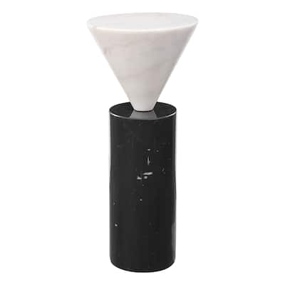 20" White and Charcoal Black Contemporary Drink Table