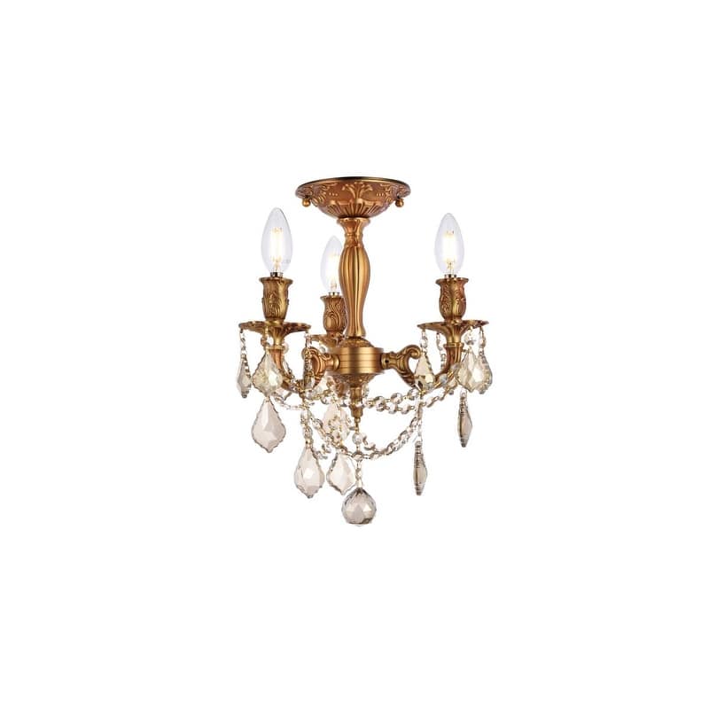 Somette Lugano 3-light Royal Cut Crystal and French Gold Flush Mount