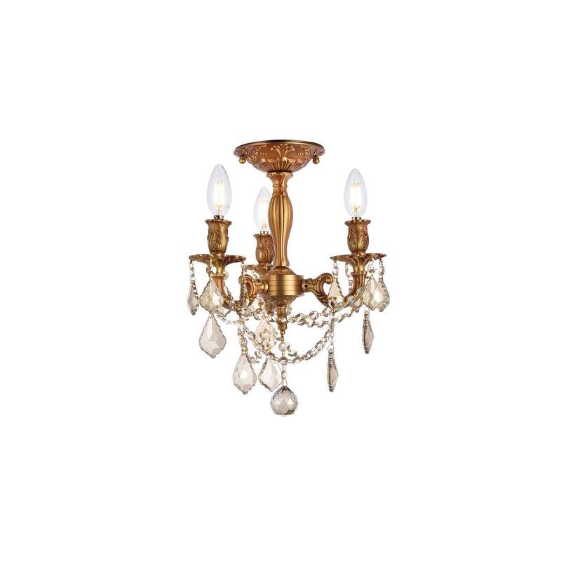 Somette Lugano 3-light Royal Cut Crystal and French Gold Flush Mount