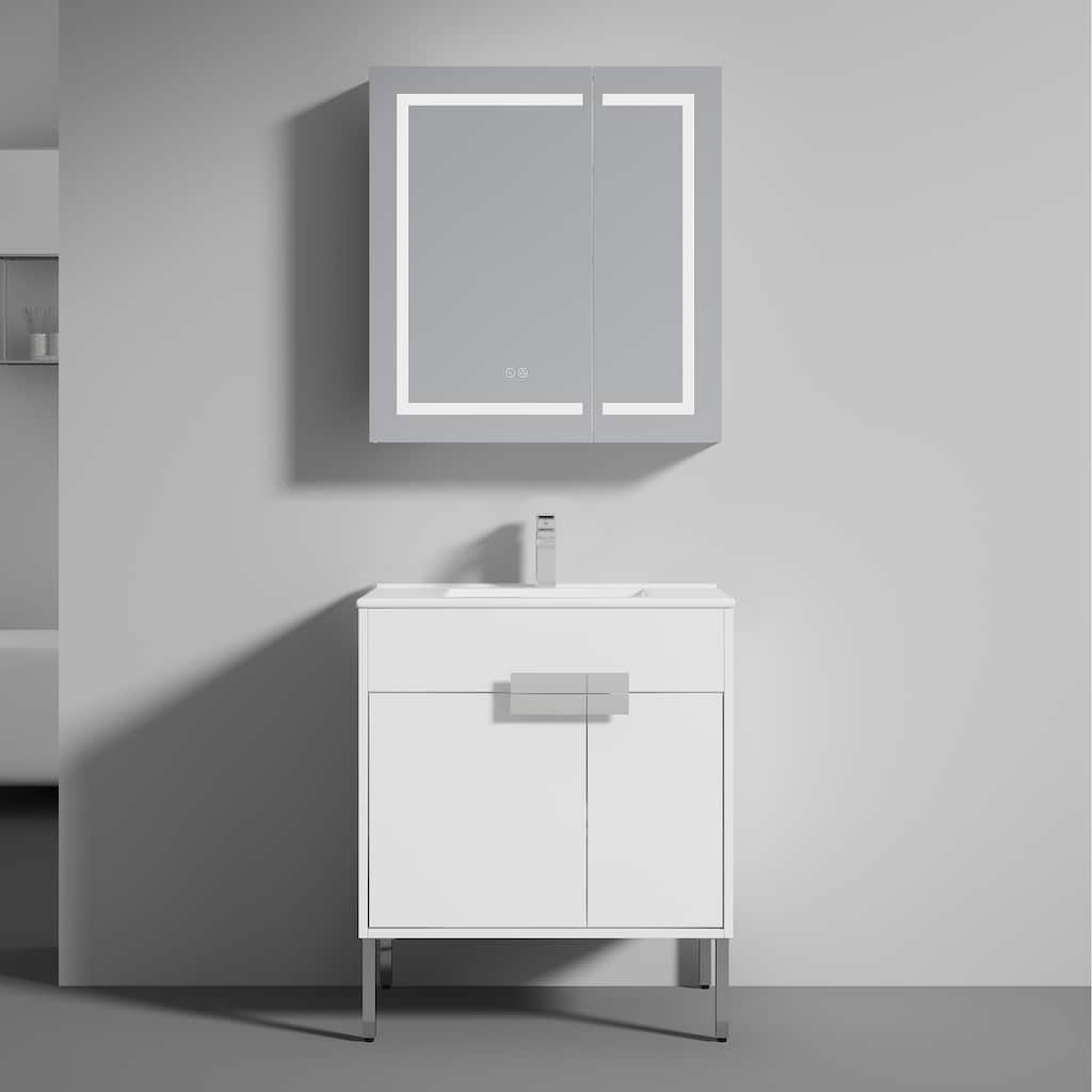 Blossom Bari 30 Inch Freestanding Wood Bathroom Vanity Cabinet w/ Sink