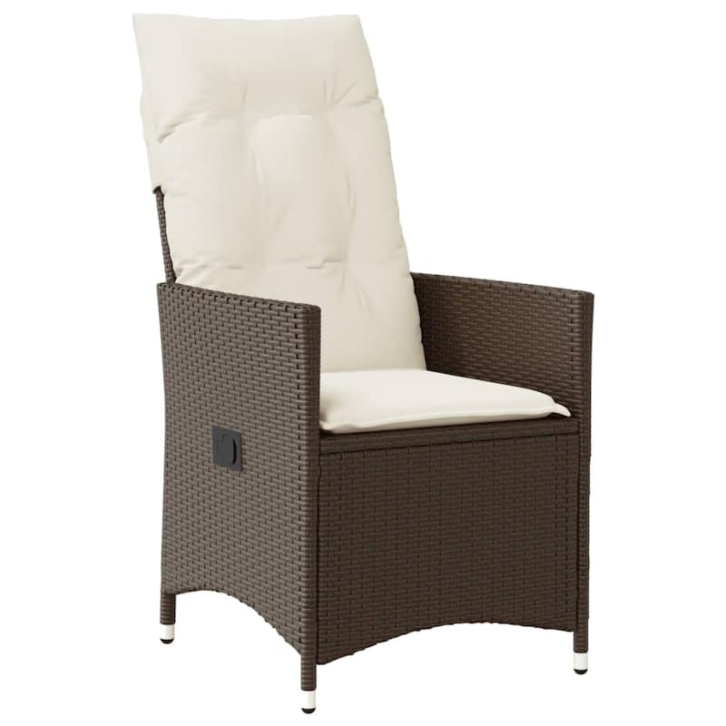 vidaXL Reclining Patio Chairs with Cushions Armchair Outdoor Seating Poly Rattan