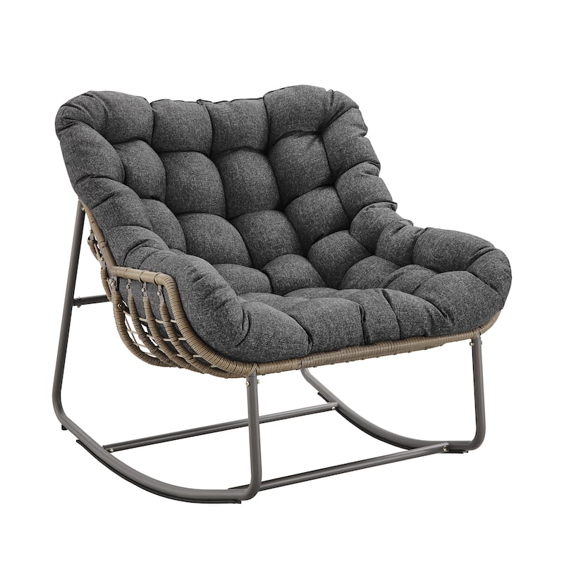 Corvus Hailar Outdoor Wicker Rocking Chair with Ottoman