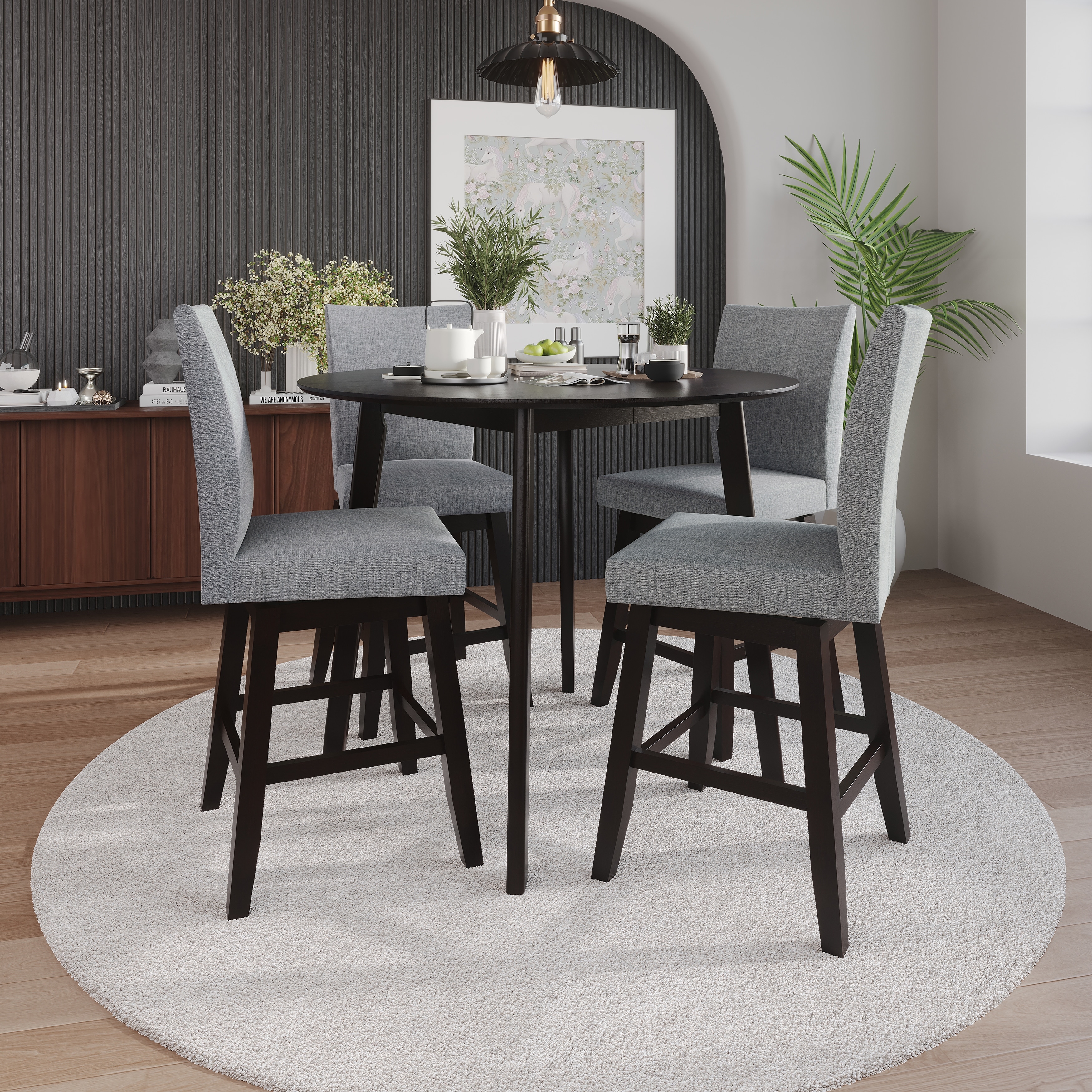 CraftPorch Minimalist Swivel Counter Chairs with Round Table