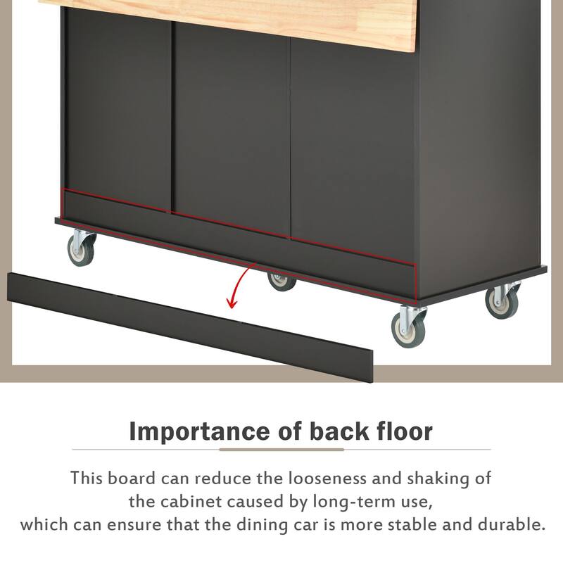 Multi-Functional Kitchen Island on Wheels with Expandable Drop Leaf, Large Storage & Sturdy Wood Surface
