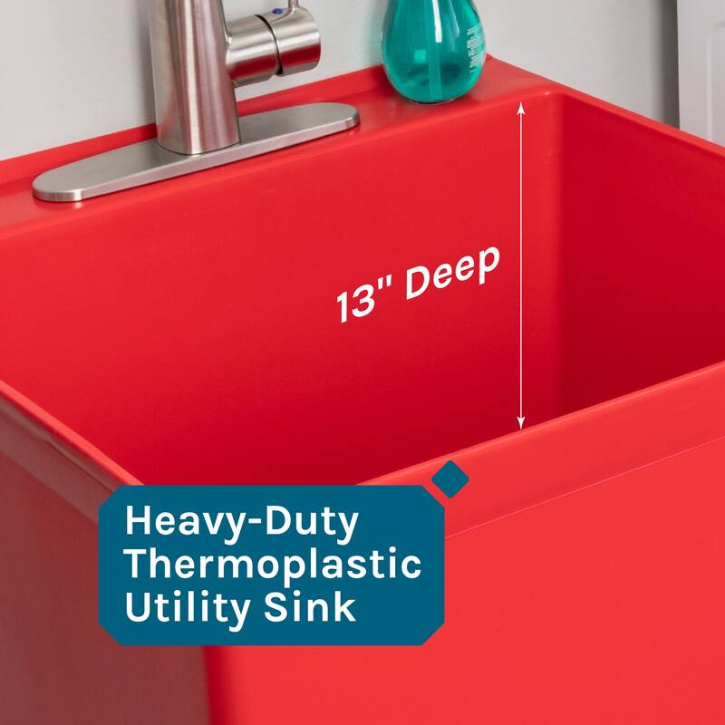 TEHILA Utility Sink Laundry Tub with Stainless Finish High Arc Faucet - N/A
