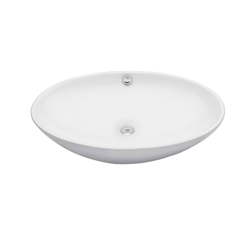 Miseno Bright White 24-3/4" Oval Porcelain Vessel Bathroom Sink - White