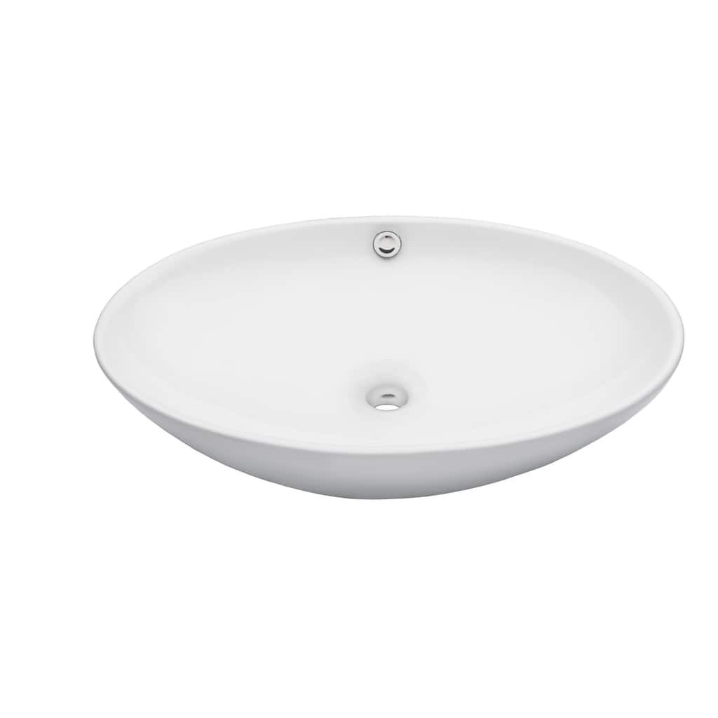 Miseno Bright White 24-3/4" Oval Porcelain Vessel Bathroom Sink