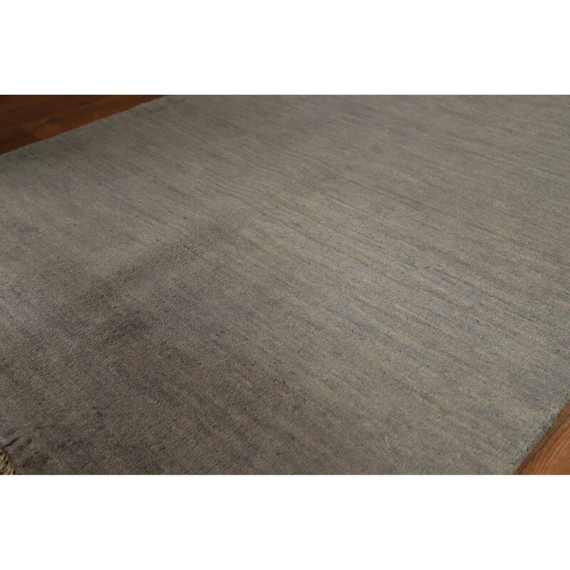 Hand Knotted Oriental 100% Wool Carpet Modern Modern Greys & Charcoal Gabbeh Area Rug - 4' 11'' X 3' 3''
