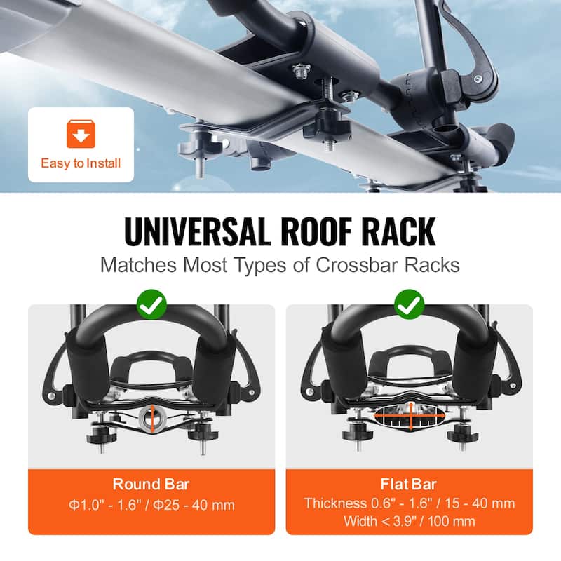 Kayak Roof Rack 1 Pair J-Bar - Φ1.0" - 1.6" 150 lbs
