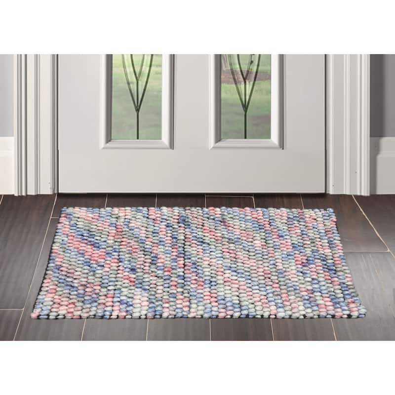 Hand Made Pink Polyester Modern & Contemporary Oriental Area Rug