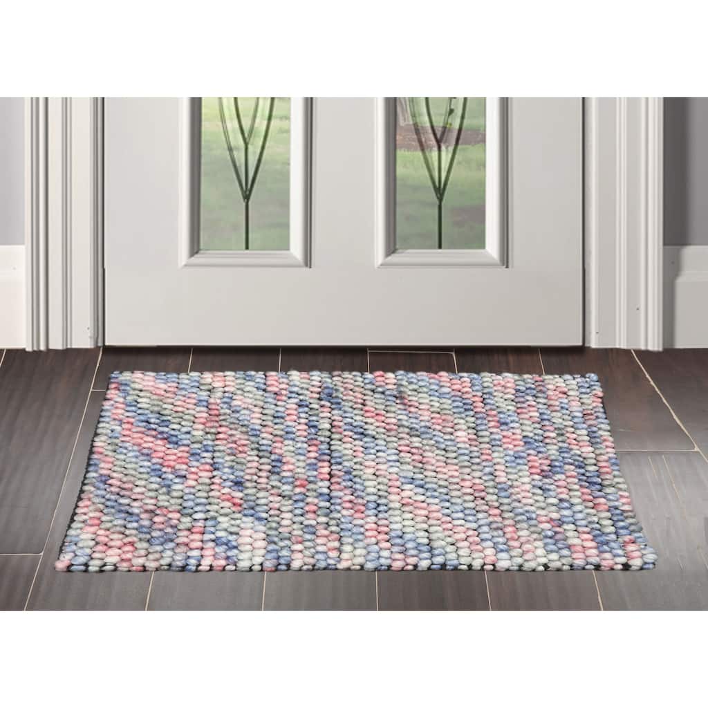 Hand Made Pink Polyester Modern & Contemporary Oriental Area Rug