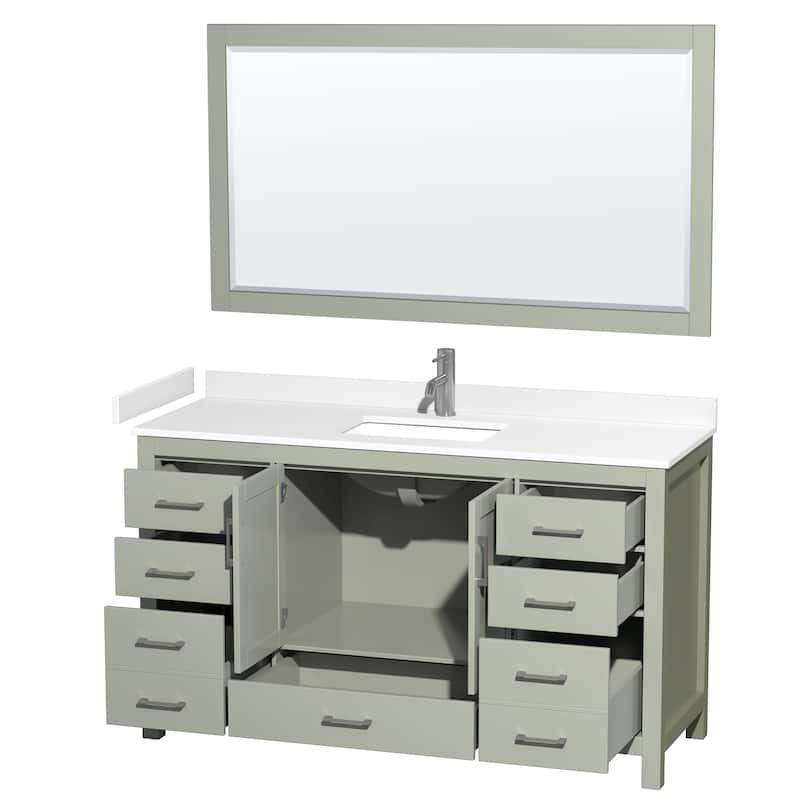 Sheffield Bathroom Vanity Set, Cultured Top, 58-Inch Mirror