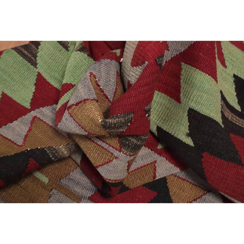 Hand Woven Oriental 100% Wool Carpet Southwestern Tribal Red Kilim Area Rug - 8' 0'' X 6' 6''