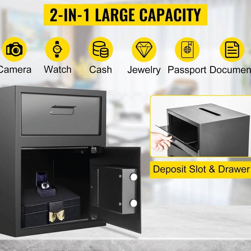 Heavy-Duty Electronic Drop Safe with Deposit Slot & Pry-Proof Lock