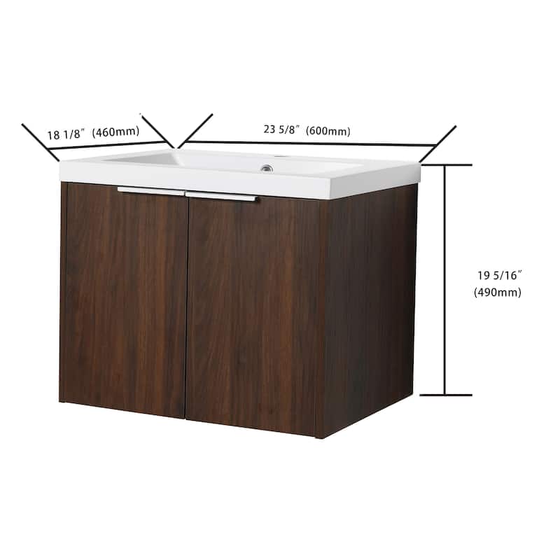 Beingnext 24"/30"/36" Bathroom Vanity with Sink, Floating Bathroom Vanity with 2 Soft Close Doors