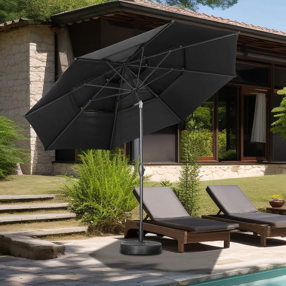 Autlaycil 10FT 3-tier Tilting Patio Umbrella With Base