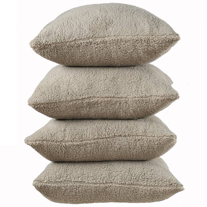 Accent Sherpa Pillow Cover Set of 4 20Inch x 20Inch, NO INSERT