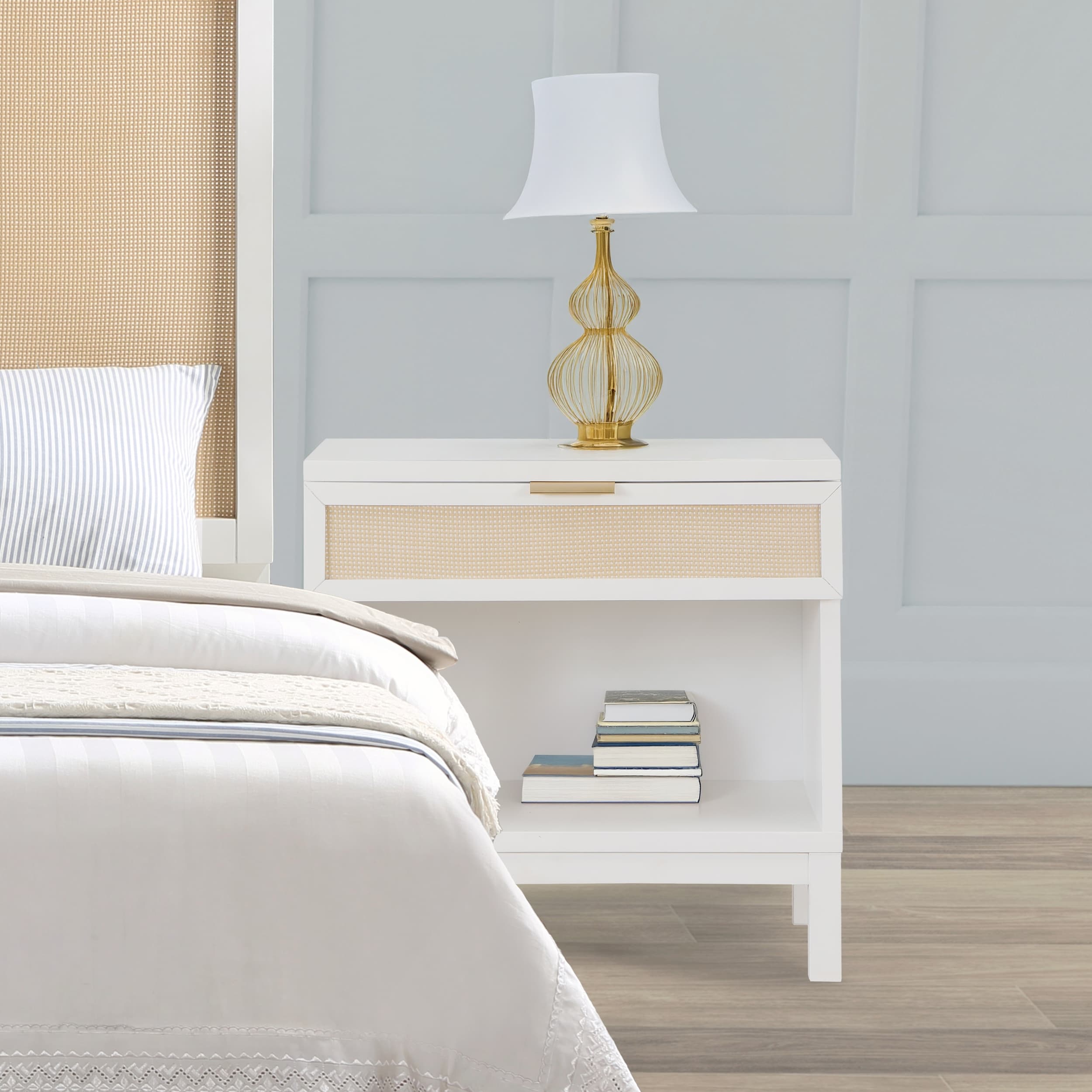1 Drawer Nightstand with Coastal Design, Ample Storage, and Durable Construction for Modern Bedrooms