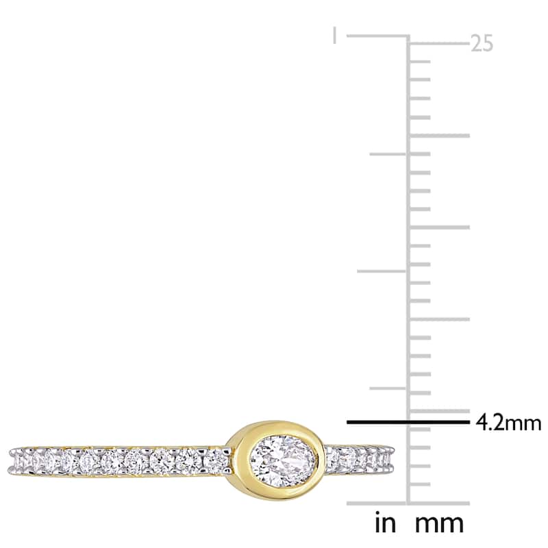 Miadora 1/3ct TW Oval and Round Diamonds Semi-Eternity Ring in 14k Yellow Gold