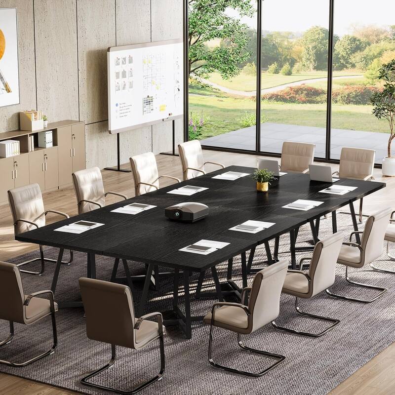 31.5" Square Conference Table Set, 63" Industrial Office Meeting Table for 4-6 People