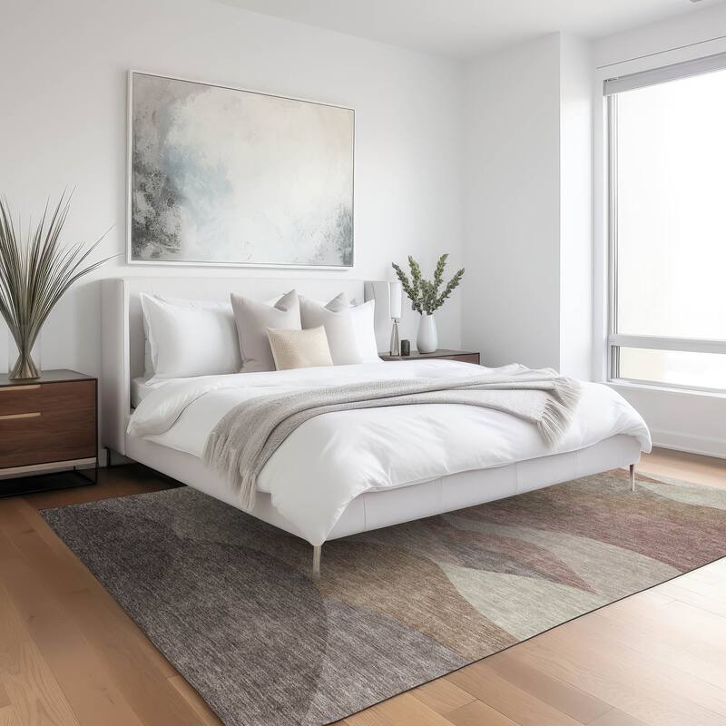 Machine Washable Indoor/ Outdoor Modern Horizon Chantille Rug