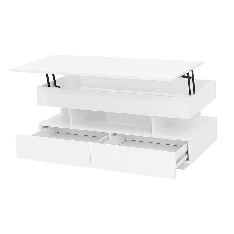 Lift-Top Coffee Table with 2 Drawers, Modern Coffee Table with Adequate Hidden Compartment