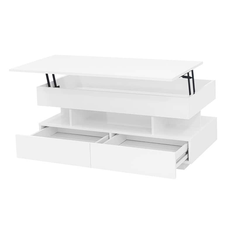 Modern Lift-Top Coffee Table with Dual Storage - Convertible Design & High-Gloss Finish‌