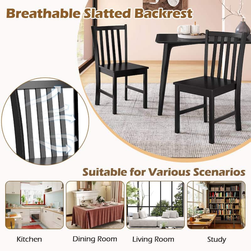 Costway Rustic Dining Chairs Set of 4 with Slat Tilt Backrest, Wide - See Details