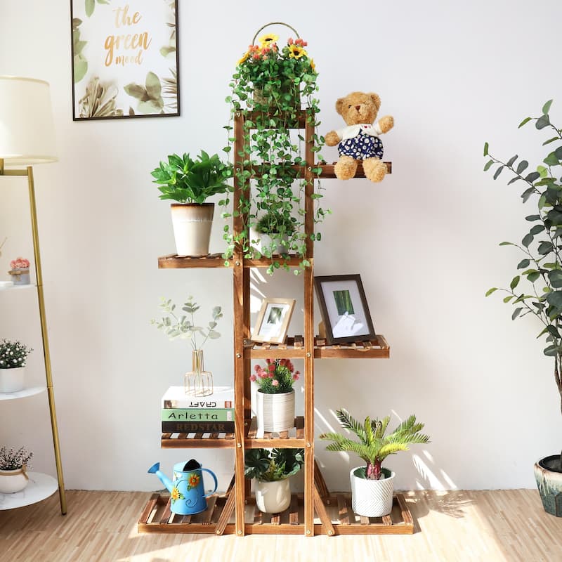 UNHO 6-tier Wooden Potted Plant Display Shelves - 35' x 10'x 52'