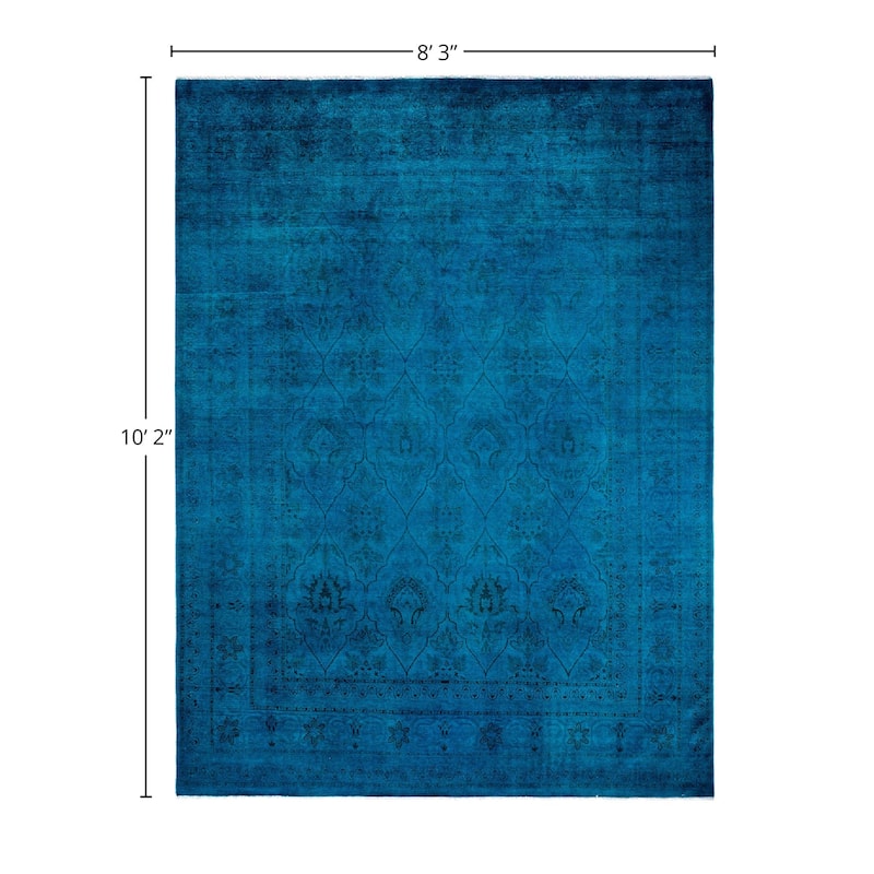 Overdyed, One-of-a-Kind Hand-Knotted Area Rug - Blue - 8' 3" x 10' 2"