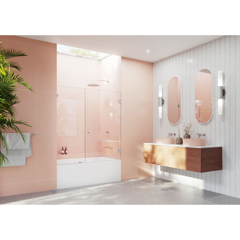 Glass Warehouse 58.25" x 52" Frameless Shower Bath Door - Wall Hinge