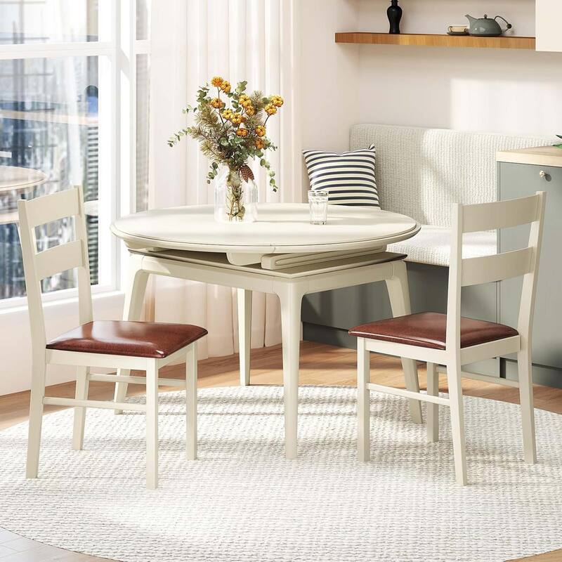 Set of 2/4 Wood Dining Chairs Solid Rubber Wood Frame Kitchen Chairs
