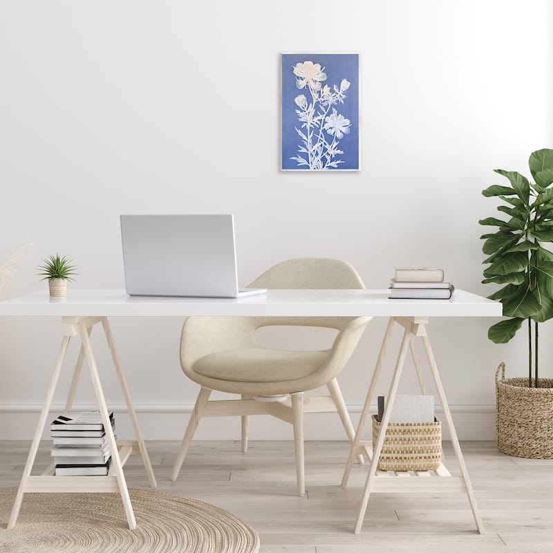 Stupell Cerulean Botanical Pattern Wall Plaque Art Design By Petals Prints Design