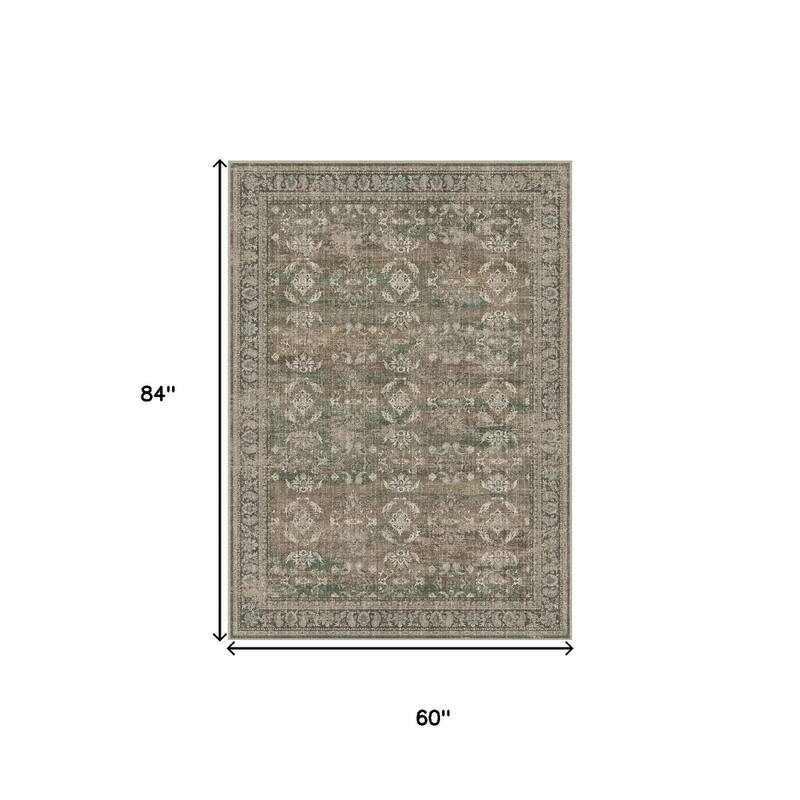 HomeRoots Floral Medallion Traditional Rectangle Area Rug