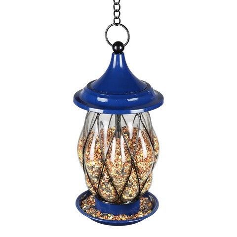 Exhart Colorful Metal Wire and Glass Bird Feeder, 6.5 by 13.5 Inches