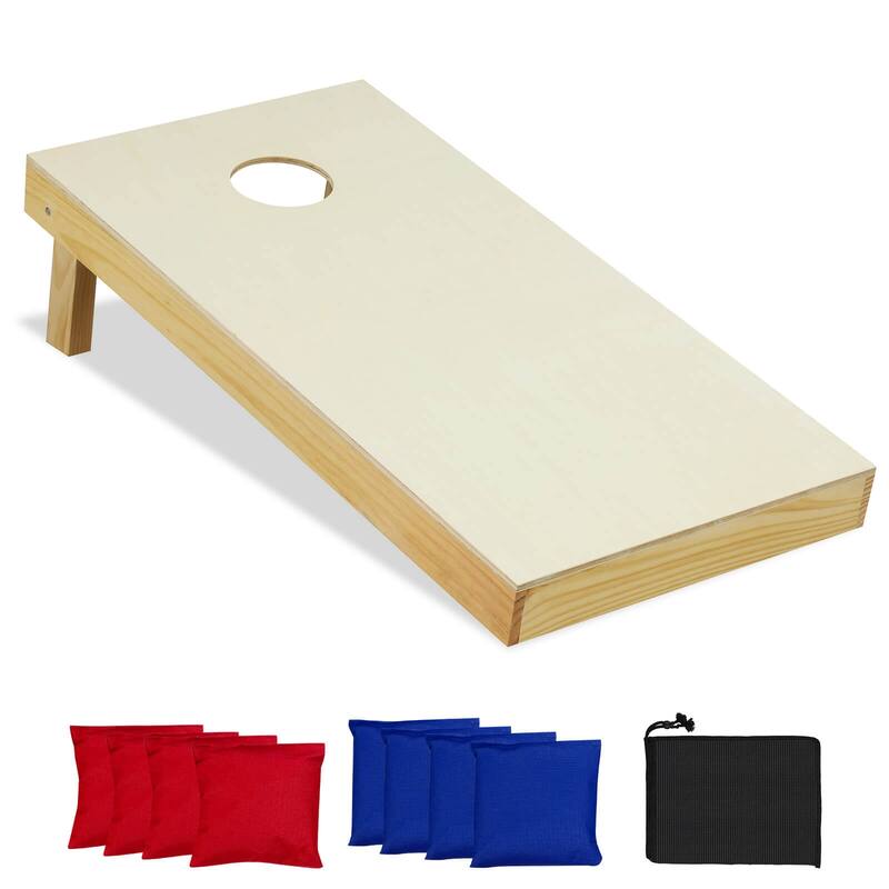 Costway 1/2 PCS 4'x2' Portable Corn Hole Game Board Includes 8 Bean - Natural - Natural - 1 PCS - Teens