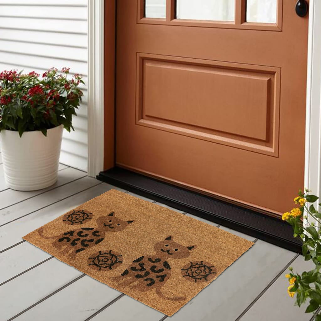 George Towne Living-OVERSIZED-24x36 Outdoor Coir Mat-Welcome Kitties - 24x36