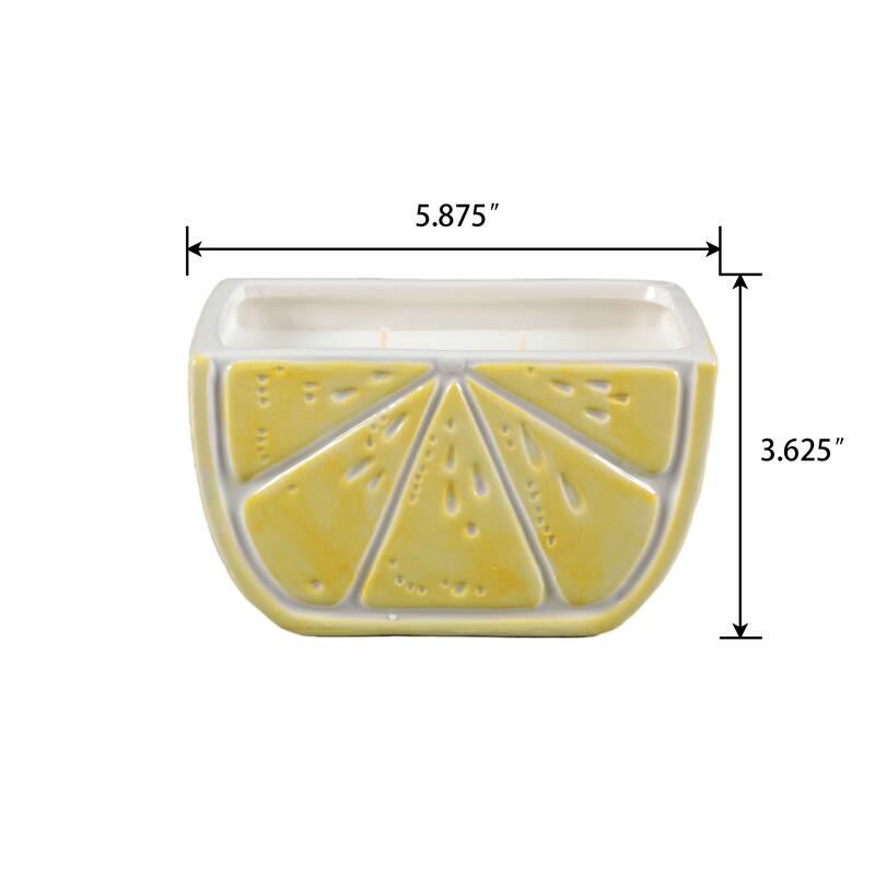 5.88in Ceramic slice Lemon Candle (16oz) - Lemon