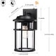 preview thumbnail 7 of 5, 2 Pack 1-Light Black Outdoor Dusk to Dawn Light Cylinder Seeded Glass Shade