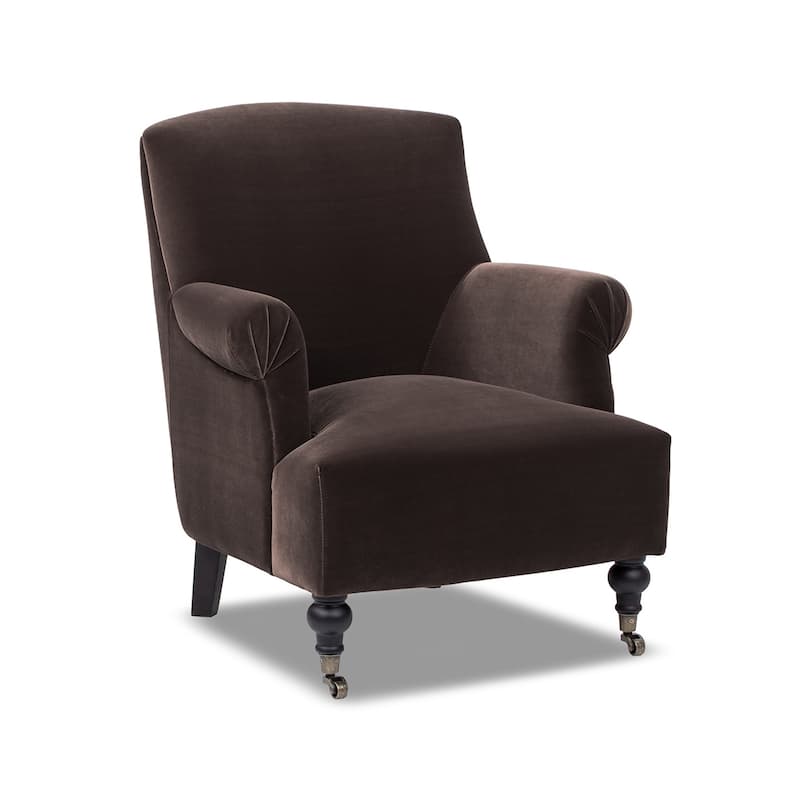 Eloise 30" Transitional Velvet Pleated Sock Arm Accent Chair