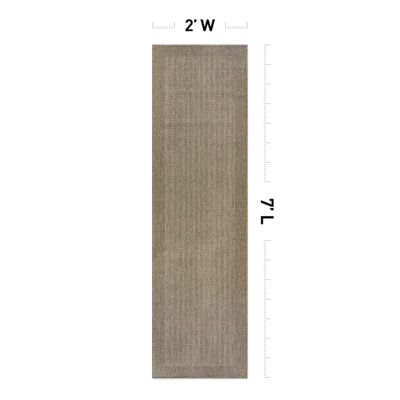 World Rug Gallery Contemporary Bordered Weather Resistant Reversible Indoor/Outdoor Area Rug