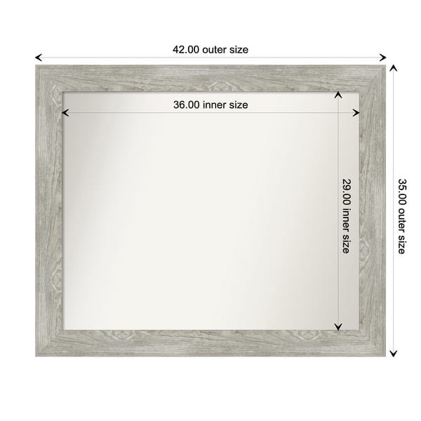 dimension image slide 8 of 113, Dove Greywash Framed Non-Beveled Custom Wall Mirror, Bathroom Vanity Mirror