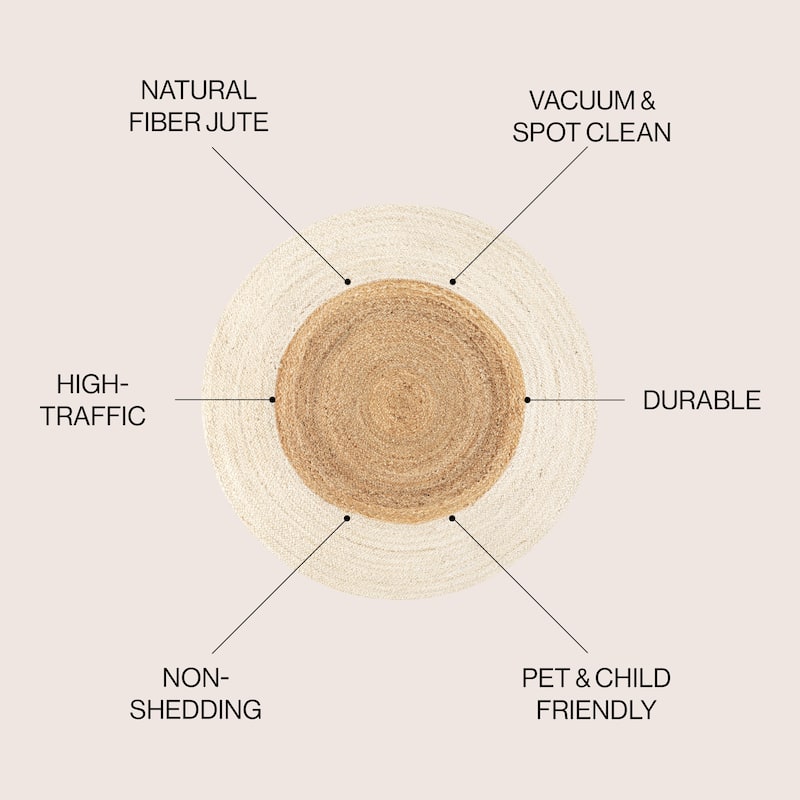 JONATHAN Y Sumak Two-Tone Jute Hippy Circle Area Rug