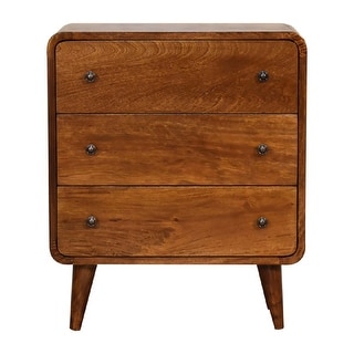 Artisan Furniture Mango solid Wood Mini Curved Chestnut Chest ,Brown,3 Drawers - N/A